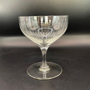 Clear Etched Coupe Glass - Elegant Crystal-Style Stemware